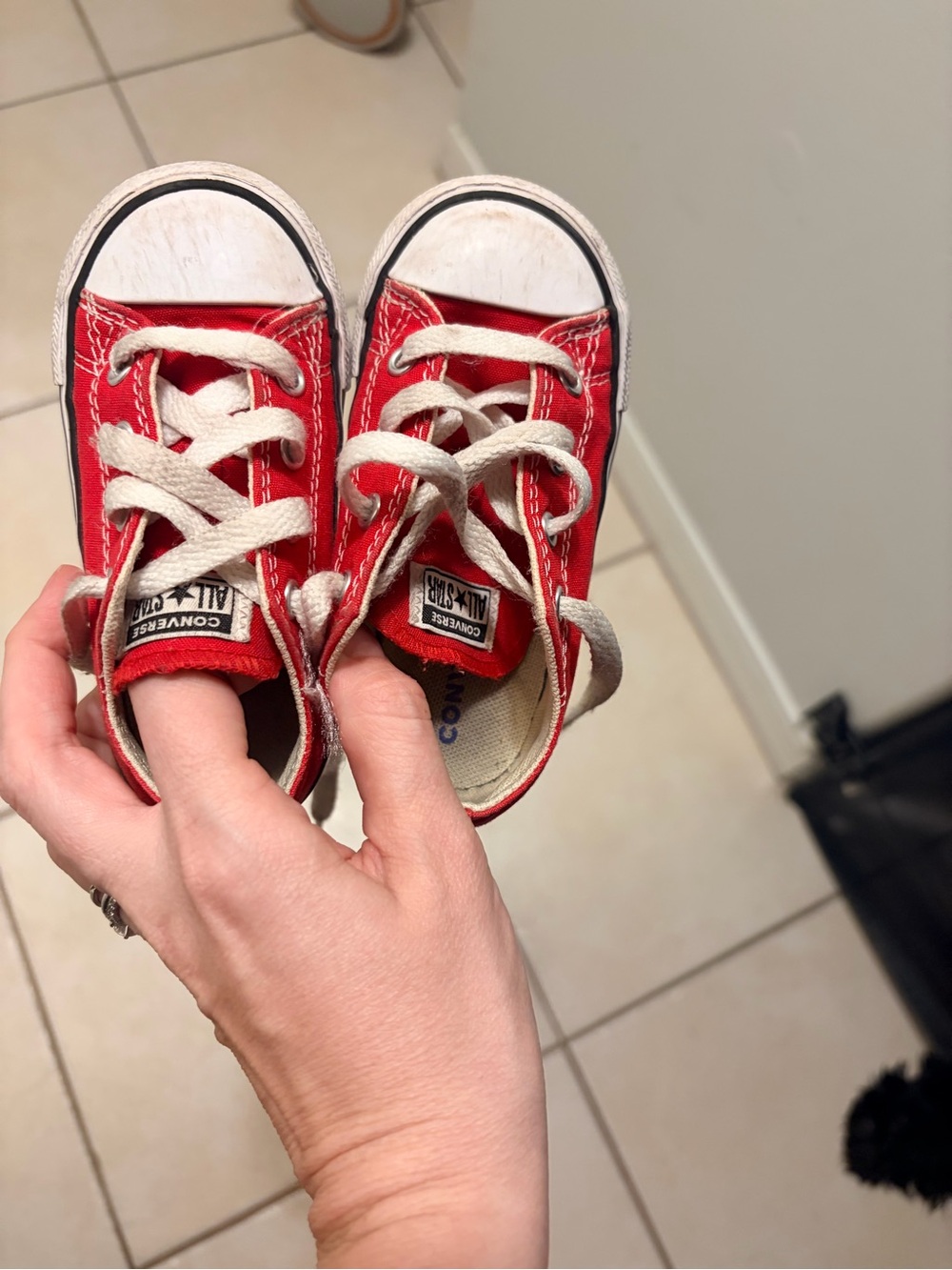 Converse Red Low-Top Baby Sneakers with White Trim
